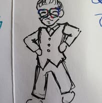 Hand-drawn image of Dr. Shuan